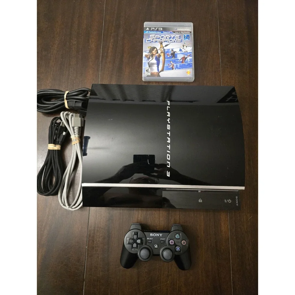 PS3 Sony PlayStation 3 Console & Controller Set CECHH00 Black 40GB Bundle